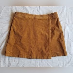 Mustard Yellow Copper Key Corduroy Mini Skirt